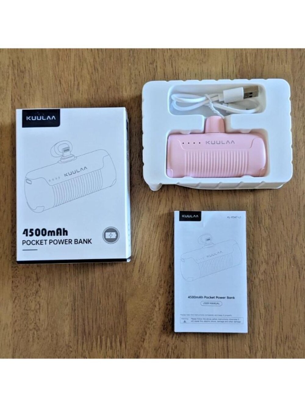 Kuulaa Portable Charger USB C with Built-in USB-C Plug 4500mAh Mini Power Bank